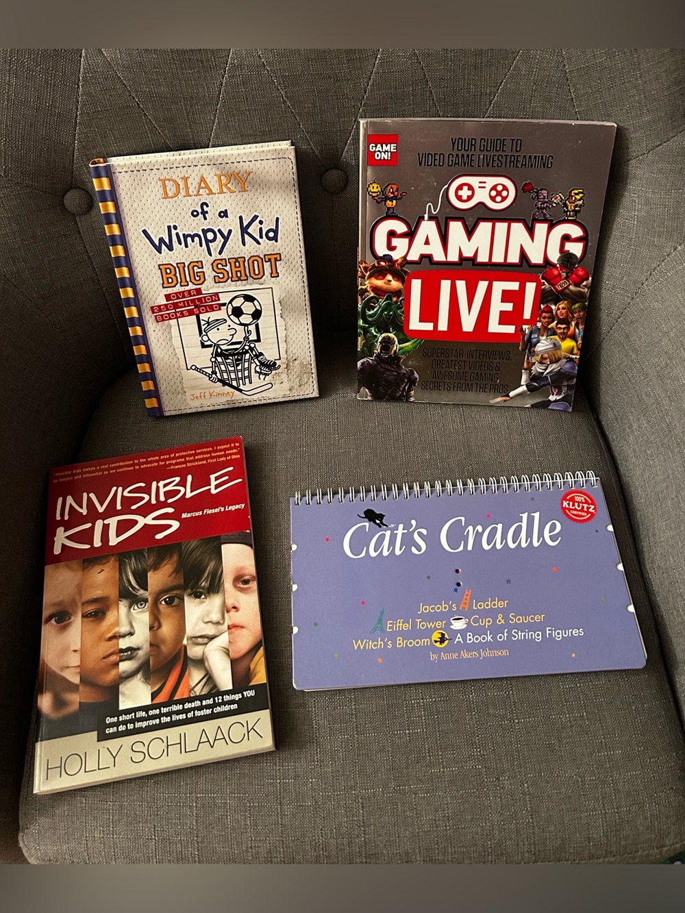 Kids book bundle Cat’s Cradle String Game,gaming live, diary of a Wimpy kid
